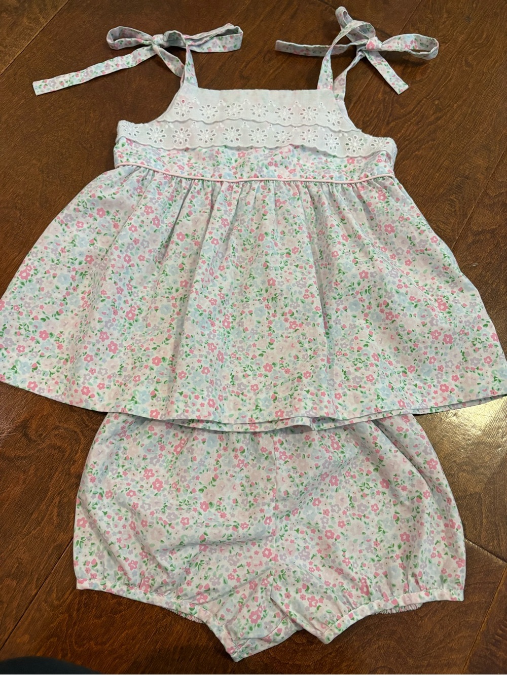 The Beaufort Bonnet Company Pink and Green Floral Cotton Matching Set